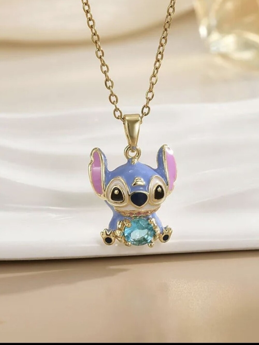 Disneys Lilo & Stitch 18k Gold Plated Pendant Necklace